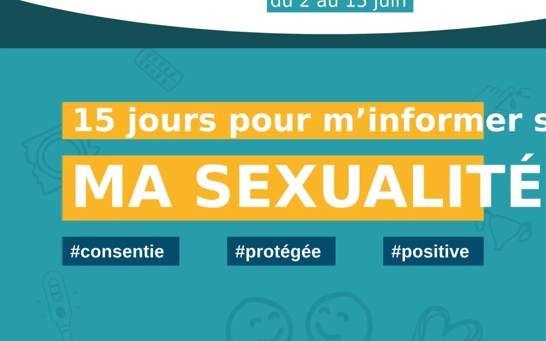 Affiche des Semaines Nationales de la Santé Sexuelle 2025 en Occitanie, du 2 au 15 juin, pour une sexualité consentie, protégée et positive